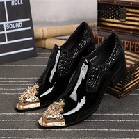 summer business dress mens shoes black snake embossed genuine leather shoes dragon head pointed party trend wedding shoes