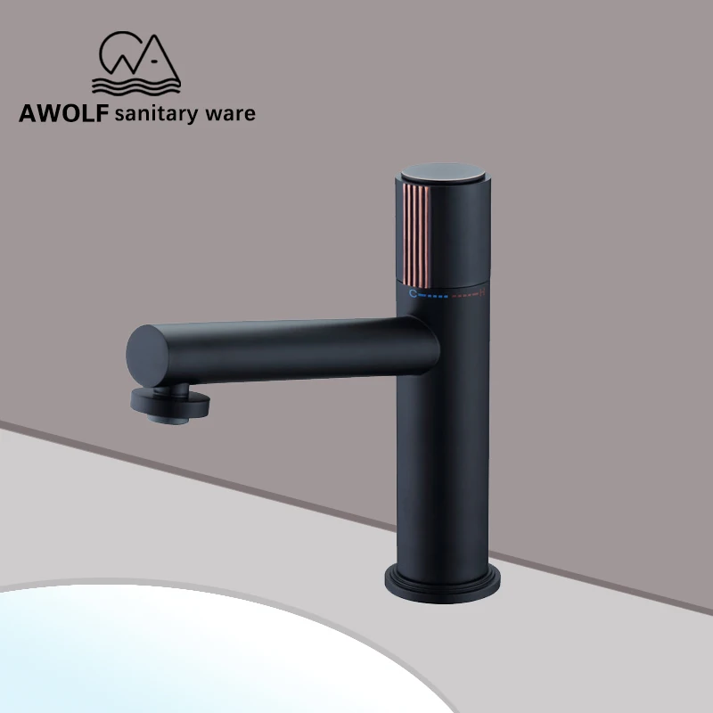 

Solid Brass Bathroom Basin Faucet Brushed Gold Matte Black Chrome Sink Faucet Hot Cold Mixer Water Tap Modern ML8081