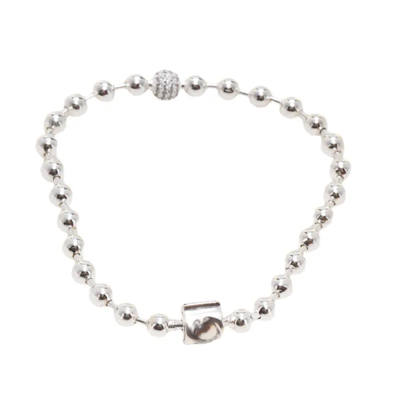 

Lorena Real 925 Sterling Silver Silver Beaded Pave Bracelet Beanie Bracelet For Women Fit Original Brand DIY Beads Charm Jewelry