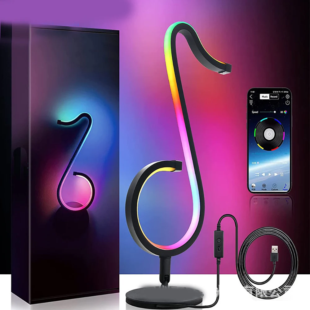 

Smart Musical Note Light Led Strip RGB Symphony Table Lamp Bedside Wall Lamp Night Light Table Lamp Room Decor