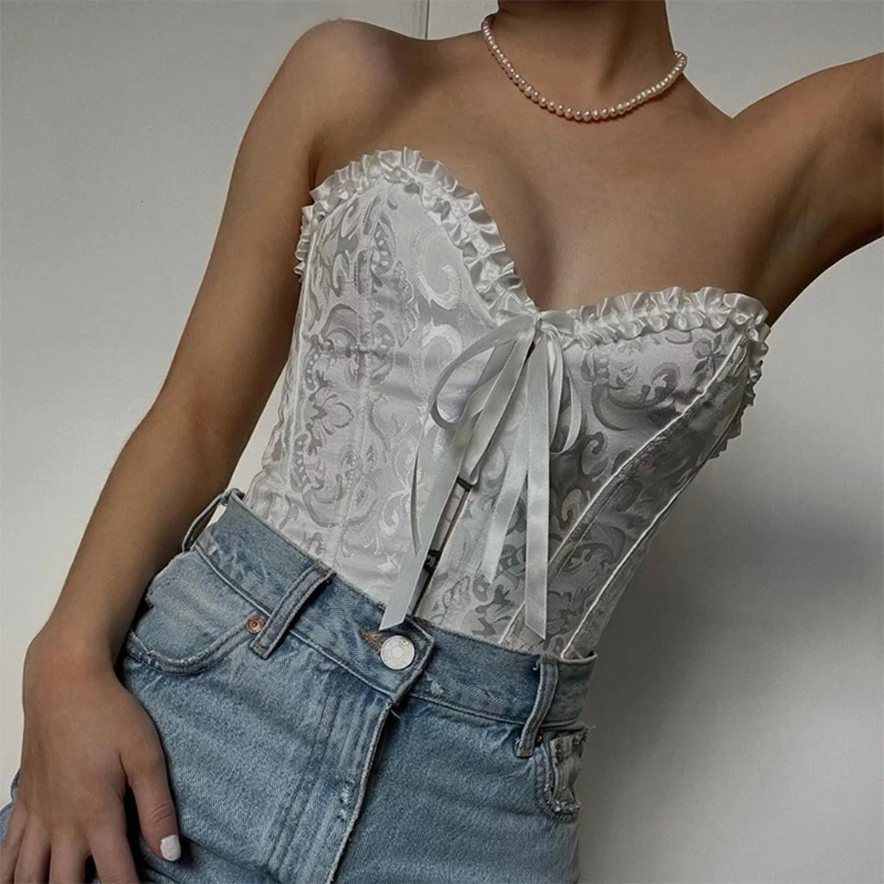 

Court Ins Style Bustier Tops Floral Grain Sexy Slimming Waist Corsets Clothing Underwear for Party Ordinary Streewear K3NF