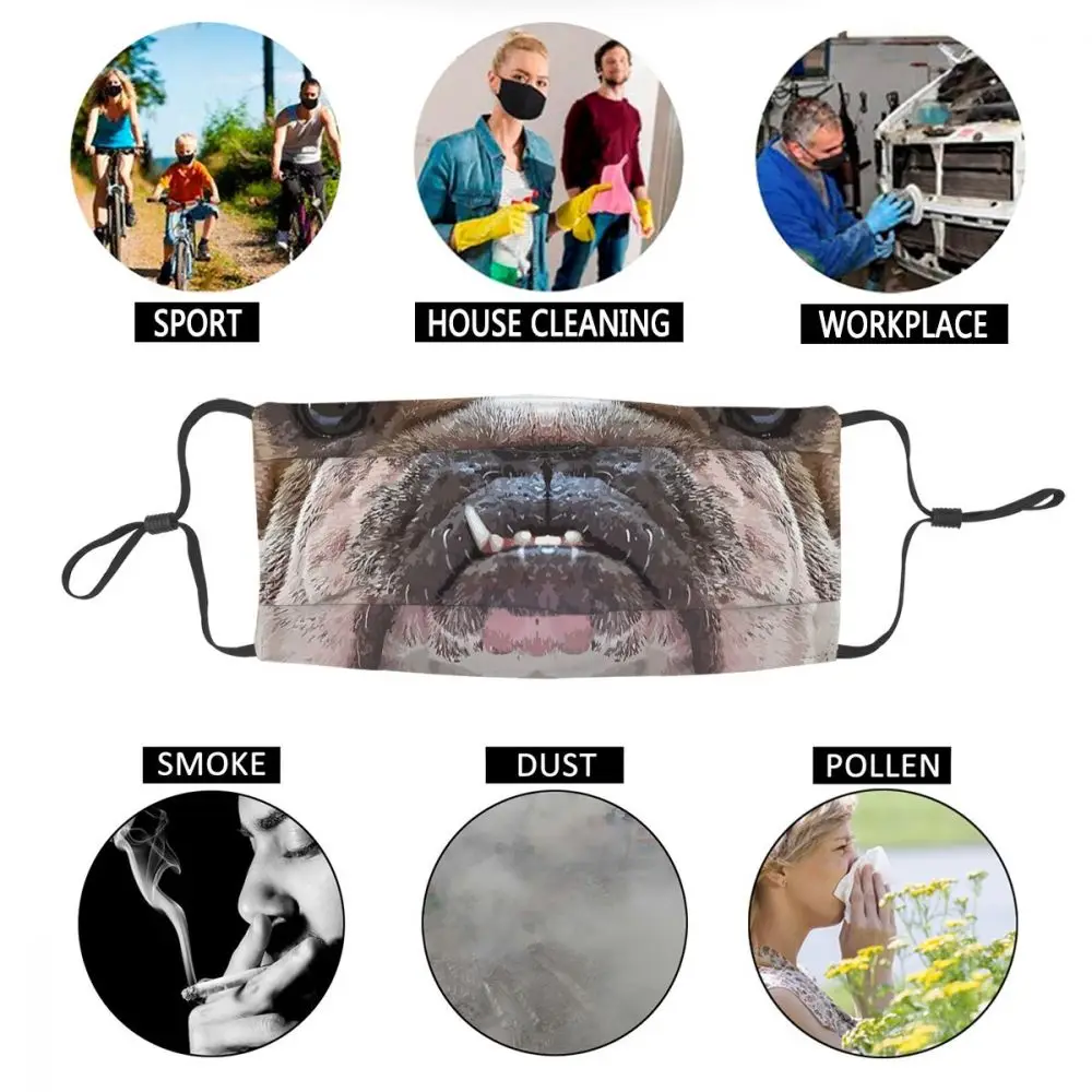 

English Bulldog Funny Non-Disposable Face Mask Dog Anti Haze Anti Dust Protection Cover Respirator Mouth Muffle