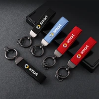 1x fashion leather car styling badge pendant for smart 451 453 fortwo forfour metal keychain 4s shop gifts auto key chain