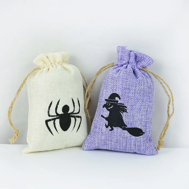 

5pcs/lot Vintage Natural Burlap Bag Hessia Candy Bags Halloween Party Favor Drawstring Pouch Jute Gift Bags 9.5cm*14.5cm Supply