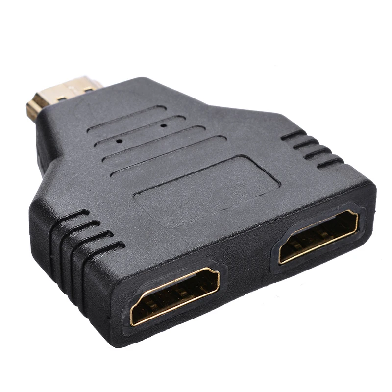 1 шт. черный мужского и женского пола совместимому с HDMI сплиттер адаптер в 2 Out