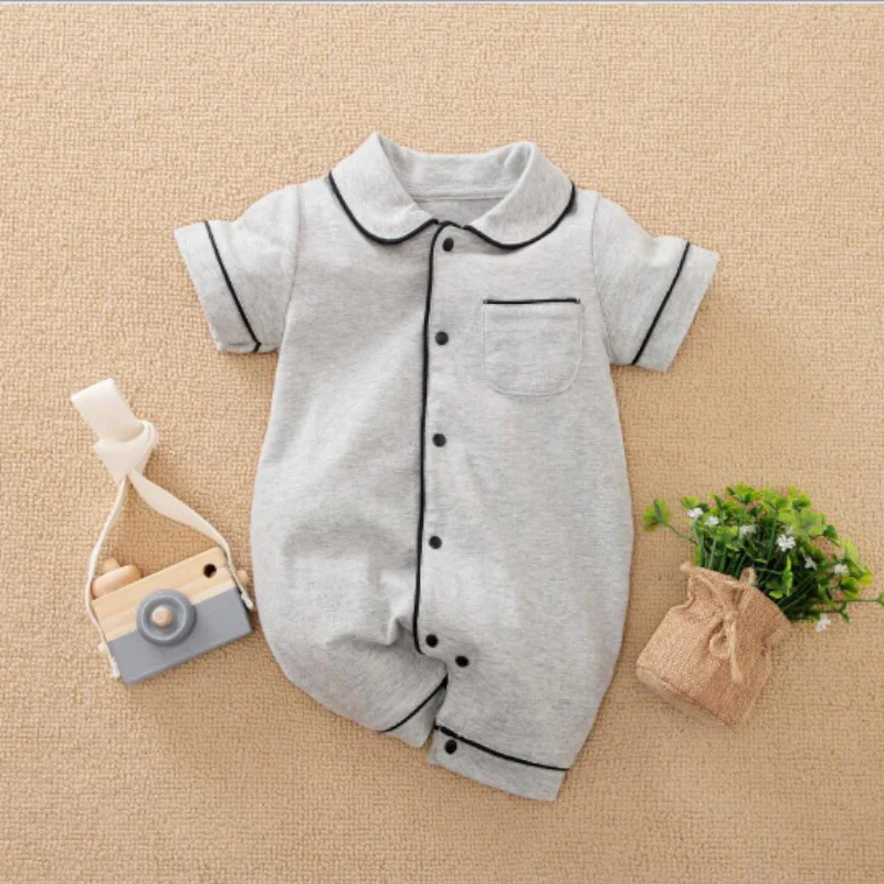 

TONSEN New Born Baby Clothes Summer Girl Toddler Boy Romper Soft Cotton Solid Long Short Sleeve Jumpsuit Infant pajamas Costume