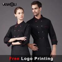 vkamoli long sleeve chef jacket uniform hotel restaurant food service shirt cook tooling unisex coat chef clothes work uniforms
