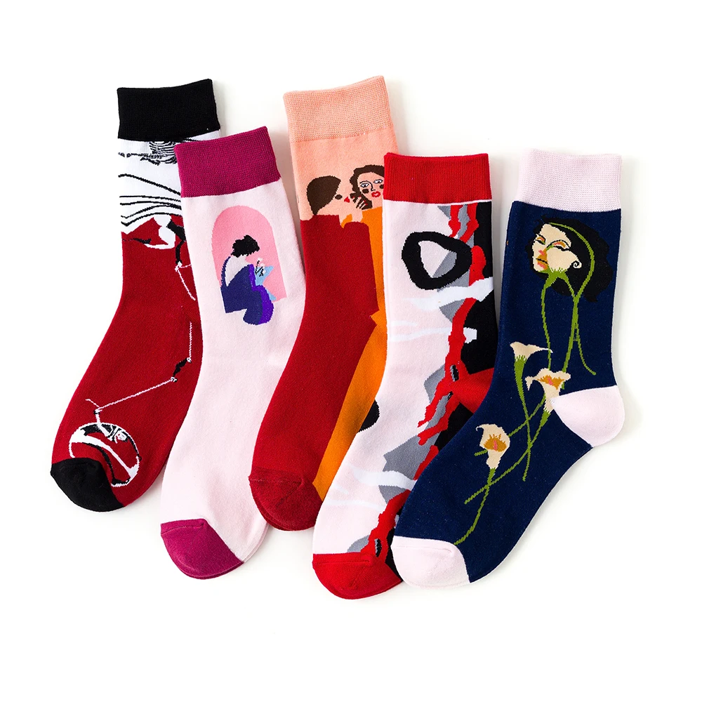 Весенне осенние носки с героями мультфильмов новые женские в трубке европейском