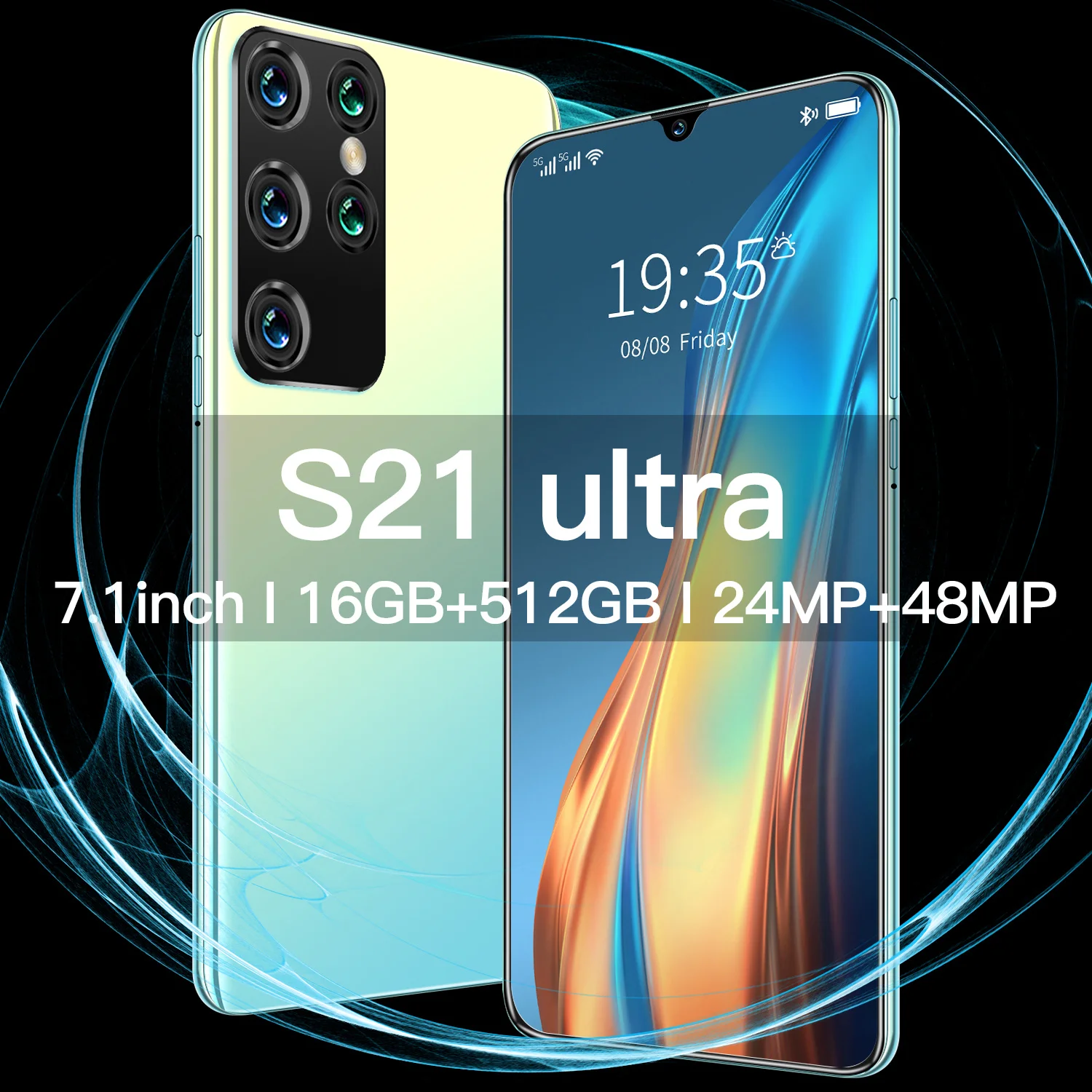 

Global Version S21 Ultra 7.1 Inch 12GB+256GB 24+48MP 6800mAh Mobile Phones 3040*1440 Andriod 10.0 Fingerprint ID Smartphones