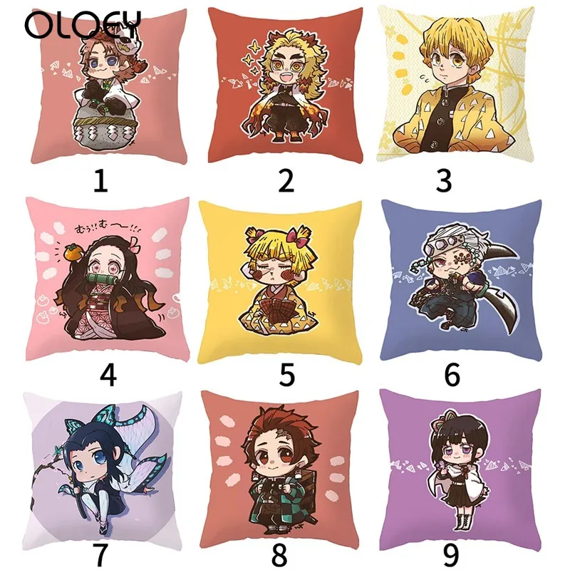 

Cartoon Anime Demon Slayer Pillowcase Kimetsu No Yaiba Printed Pillow Cover Anime Grils Decorative Pillowcase Gift