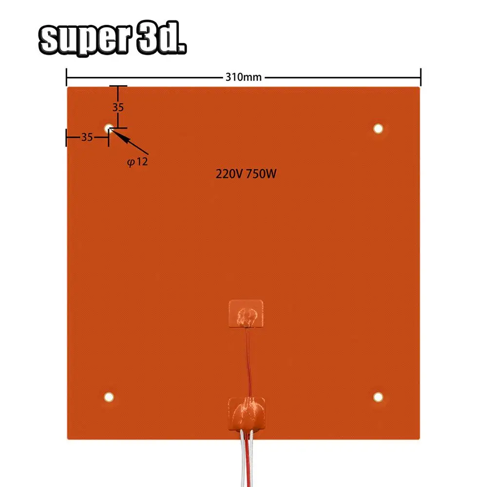 3D принтер с подогревом кровать платформа силиконовый 310x310 мм 220 в 750 Вт для Creality CR 10