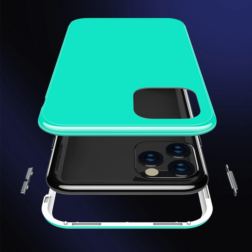 Магнитный адсорбционный стеклянный чехол для телефона iPhone 11 Pro Max candy color полное
