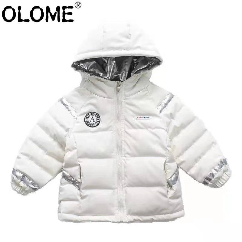 

Модное зимнее пальто для мальчиков, пуховик для маленьких девочек, зимняя одежда для малышей, Детское пальто на белом утином пуху, OLOME 2021, Детская верхняя одежда