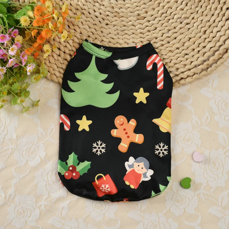 

Dog Clothes Christmas Printed Cotton Pet Clothing Hoodies For Small Dogs Cats Vest Shirt Puppy Costume Chihuahua Yorkies Outfit