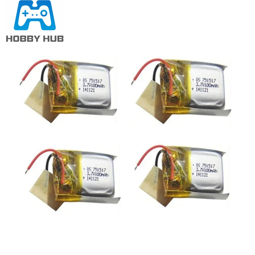 3 7 V 100mAh 751517 lipo батарея для Syma Cx10 CX 10 JJ810 820 828 V646 RC Drone запасные части Lipo 1p до шт|Детали