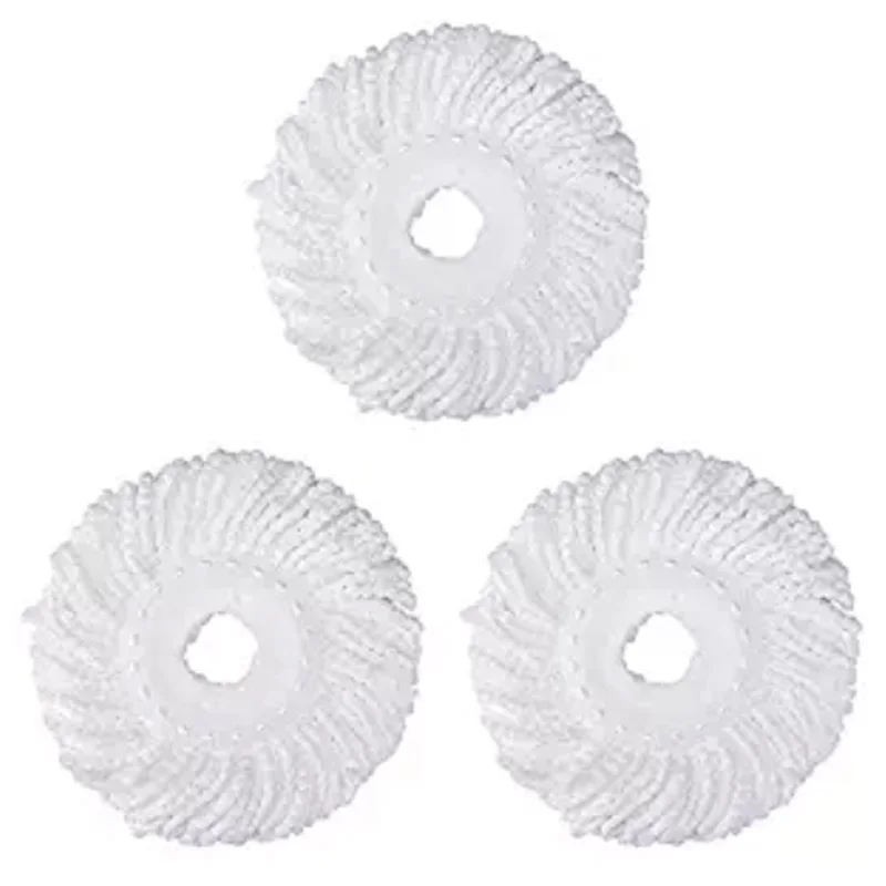 3 Replacement Mop Micro-Head Refill for 360° Spin Magic Mop-Microfiber Replacement Mop Head-Round Shape Standard Size (White-3 P universal rotary mop rod mop bucket self starting pressure mop rod replacement parts mop head mop head