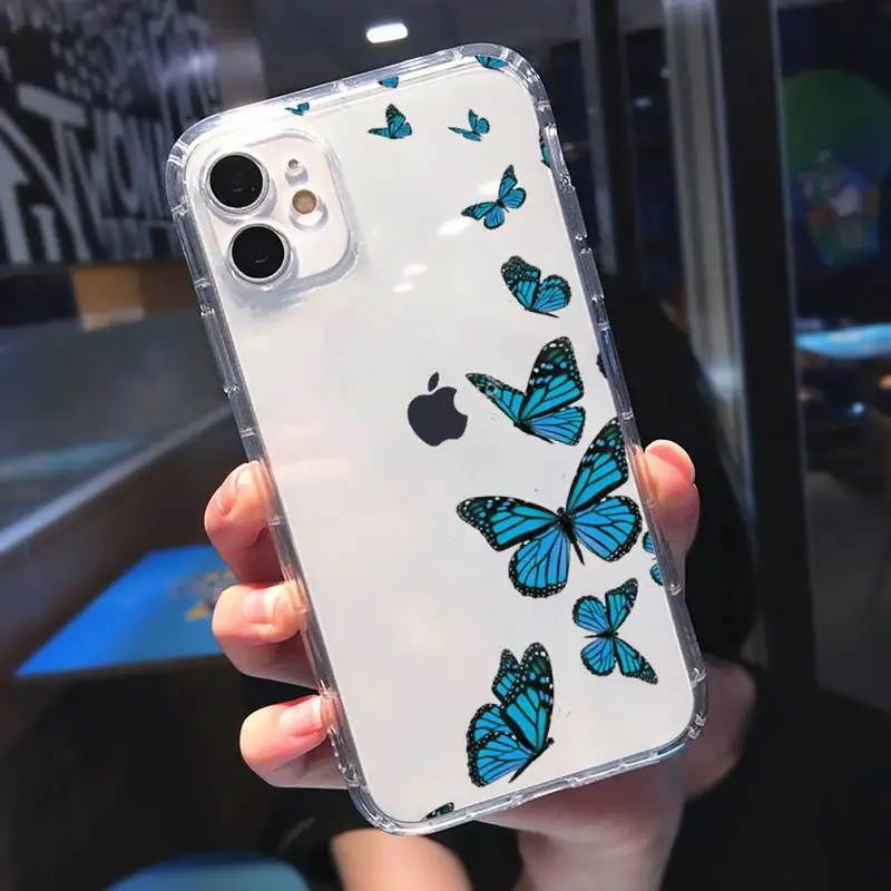 

butterfly Phone Case Transparent for Clear iPhone 11 12 8 7 6 6S XS MAX Plus X 5S SE 2020 XR mini pro
