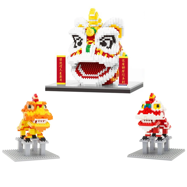 Китайская Новогодняя культура искусство нанокирпичи Лев танец Весенний