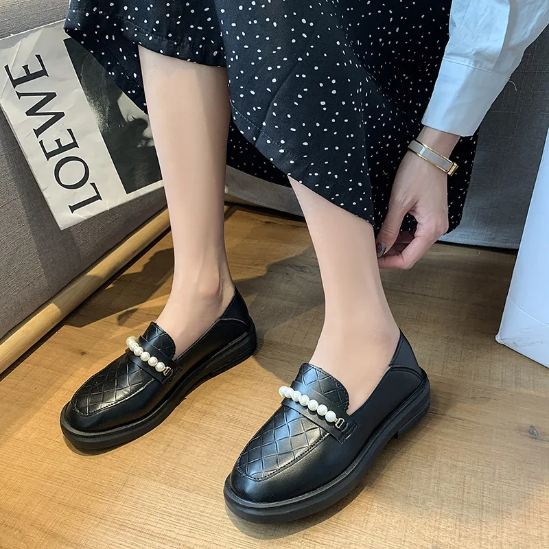

TOPHQWS Spring Autumn Loafers Women Flat Shoes Japanese JK Mary Jane Shoes High Quality Leather Female Slip On Platform Shoes