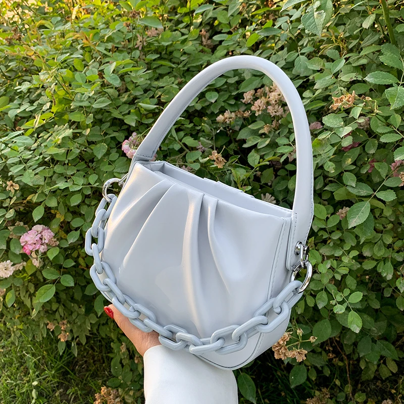 

Luxury Brand Folds 2021 Fashion New female Tote bag Quality PU Leather Women's Designer Handbag Chain Shoulder Messenger bags
