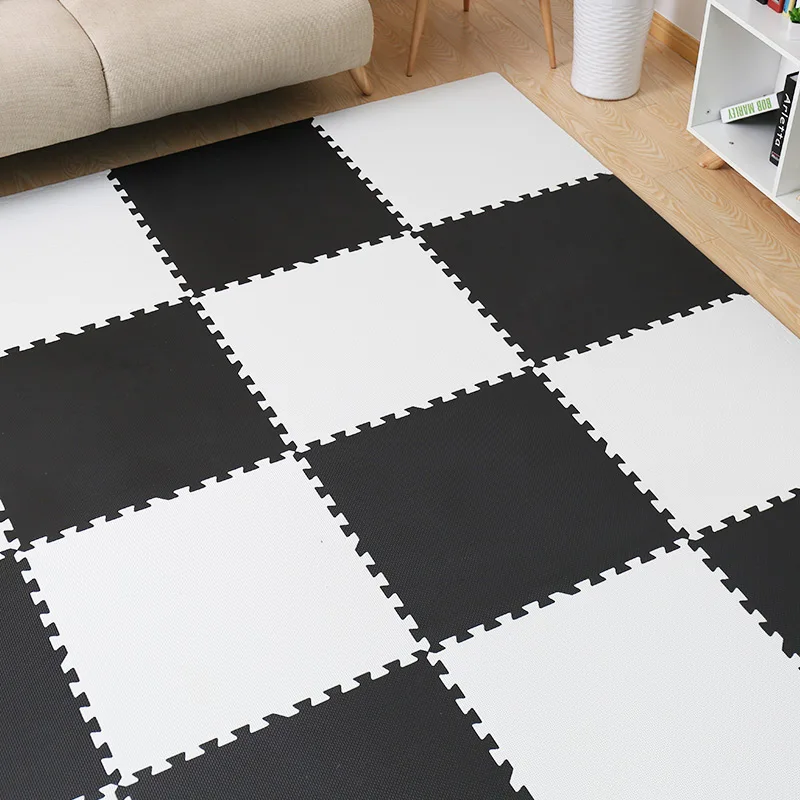 WhitexBlack 60*60*1,2 см пенопластовый напольный коврик Kds eva коврик-пазл напольный коврик детский игровой коврик Детские ковры упражнения плитка Поролоновый Коврик для йоги PX63x - Цвет: WhitexBlack