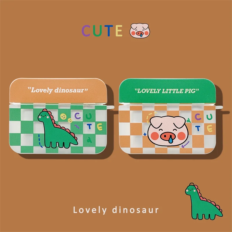 

Cartoon Pig Dinosaur Checkerboard Apple AirPods 1 2 Pro Case Cover iPhone Earbuds Accessories Airpod Case Air Pods Case