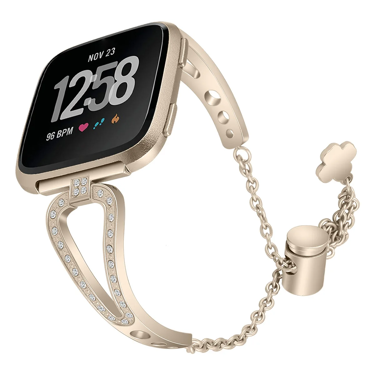 

Metal Stainless Steel Diamond Adjustable Chain for Fitbit Versa Watch Strap