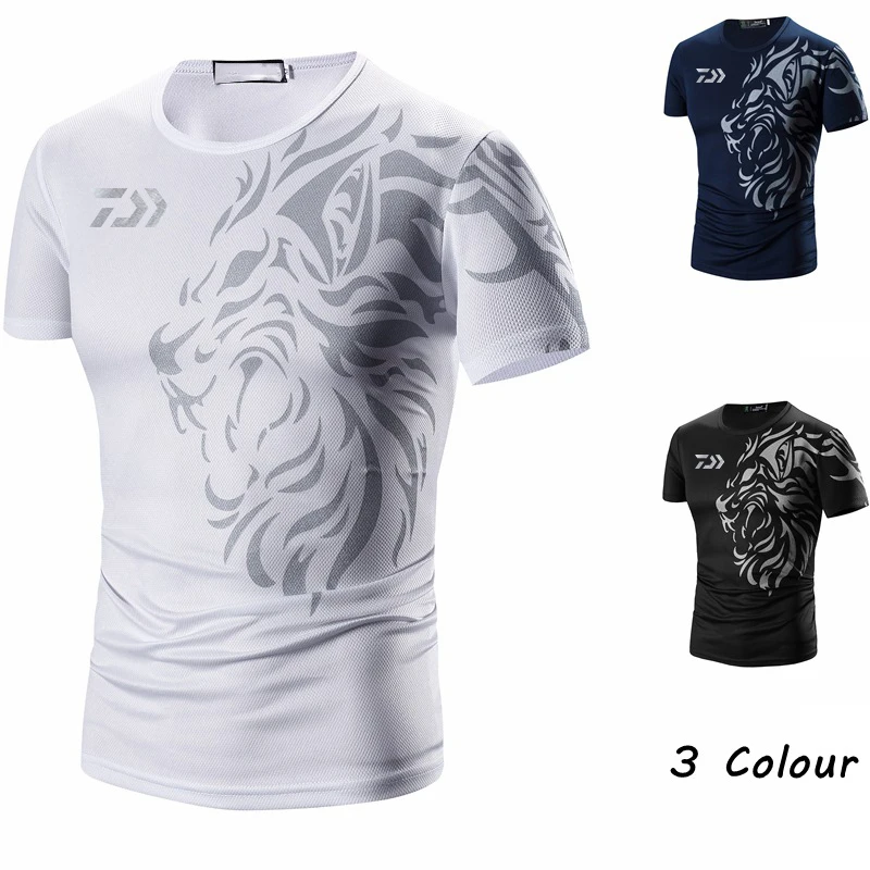 

2021 New DAIWA T Shirt Quick Drying Fishing Clothing Summer Short Sleeve Sunscreen Breathable Clothes Anti-UV Fishing Shirt