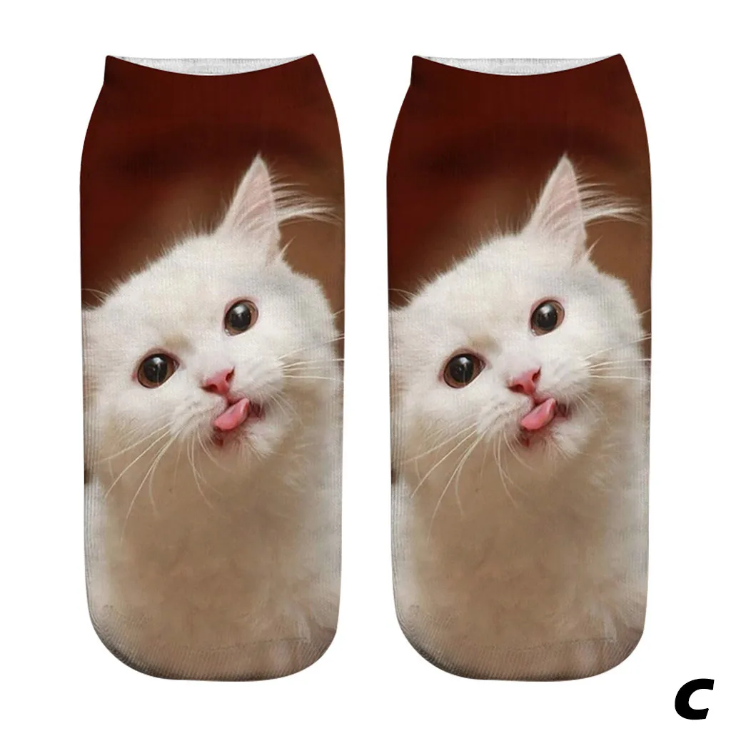 

Дизайнерские носки с 3D принтом для женщин и мужчин, забавные креативные хлопковые ножные носки унисекс с изображением кошачьего лица, модны...