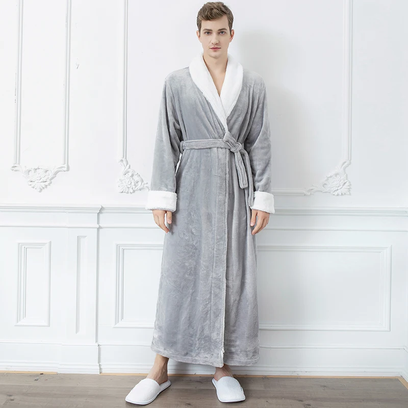 pajama joggers Lovers Extra Long Plus Size Winter Warm Flannel Coral Fleece Bath Robe Men Women Knitted Waffle Kimono Bathrobe Dressing Gown mens cotton pajama bottoms