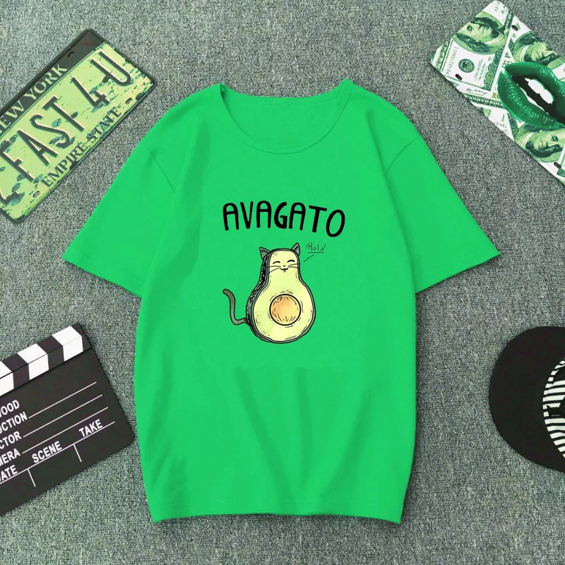 Забавная футболка авокадо 100% хлопок свободная повседневная женская одежда