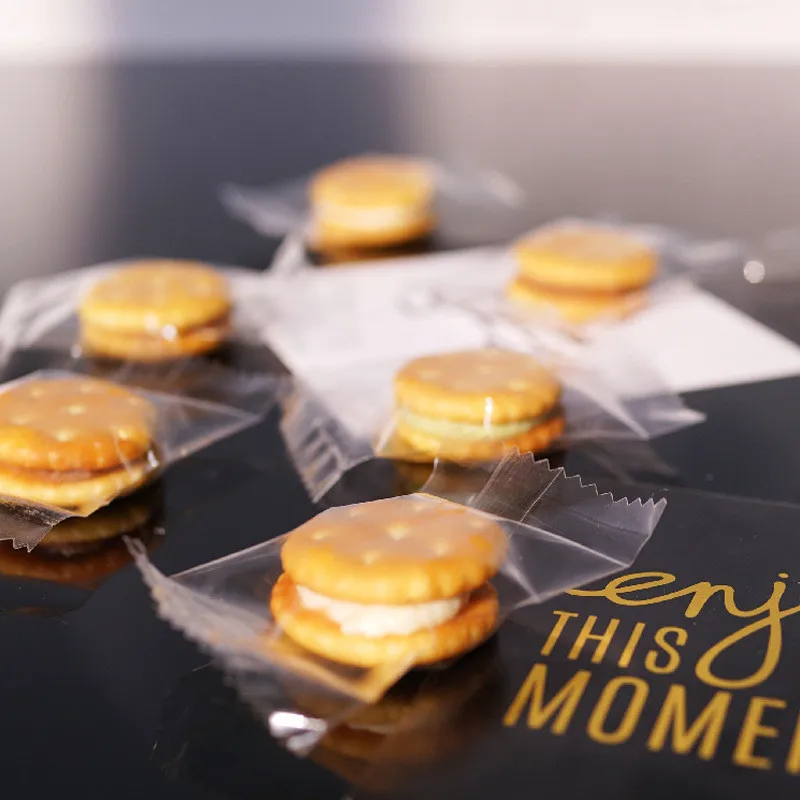 100 шт прозрачный матовый пакет маленькая кнопка для упаковки печенья упаковочная