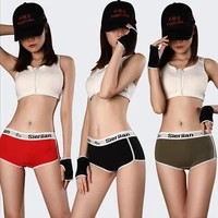 sports style pure cotton boxer shorts ladies mid waist solid color breathable sexy underwear anti light safety pants women