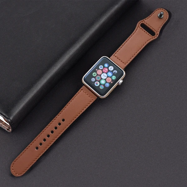 Лучший из натуральной кожи петлевой для наручных часов iwatch, 44 мм 40 мм, версия 3, 2, 1 браслет аксессуары ремешок для apple watch группа 4, 42 мм, 38 мм, ремешок для часов - Цвет ремешка: brown