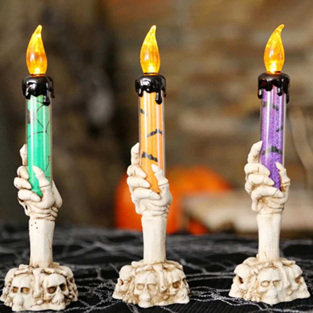 

Halloween Candle Light Smokeless Safe And Eco-friendly Ghost Hand Candle LED Electronic Skeleton Candle Light Halloween Light