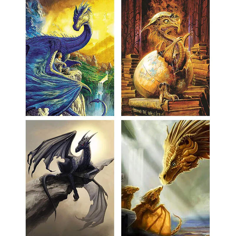Алмазная вышивка с животными сделай сам мозаика из страз летающим драконом