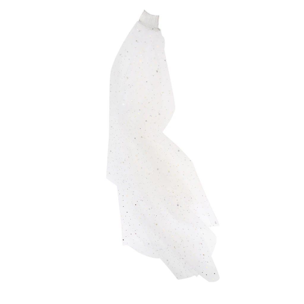 

White 2 Tier Wedding Bridal Veil Stars Elegant Cathedral Tulle Veil