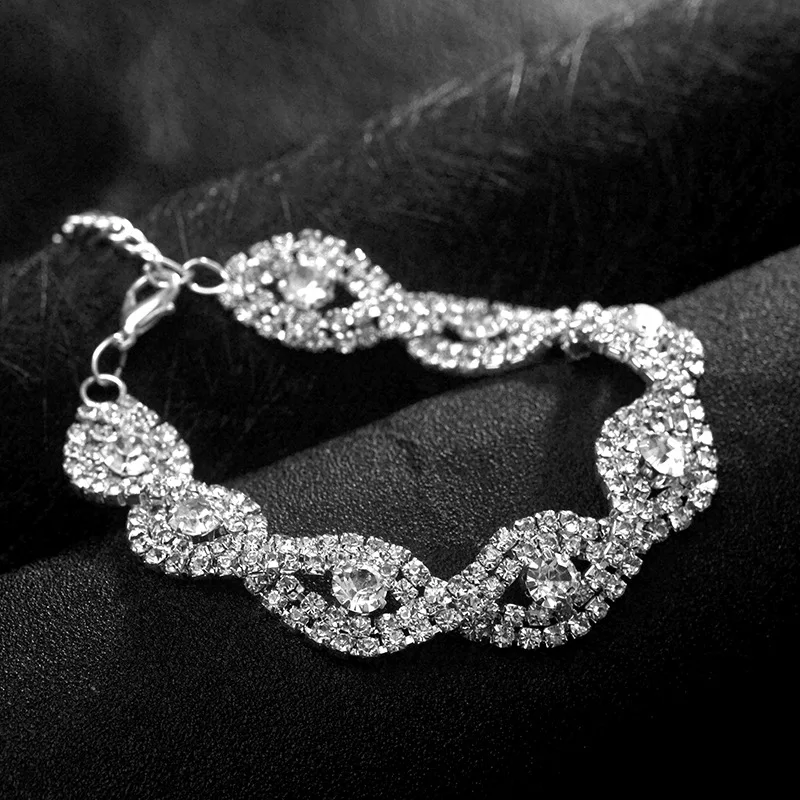 Shining Luxury Romantic Crystal Bracelet Full Zircon for Women Girls Wedding Party Jewelry Valentine lover | Украшения и