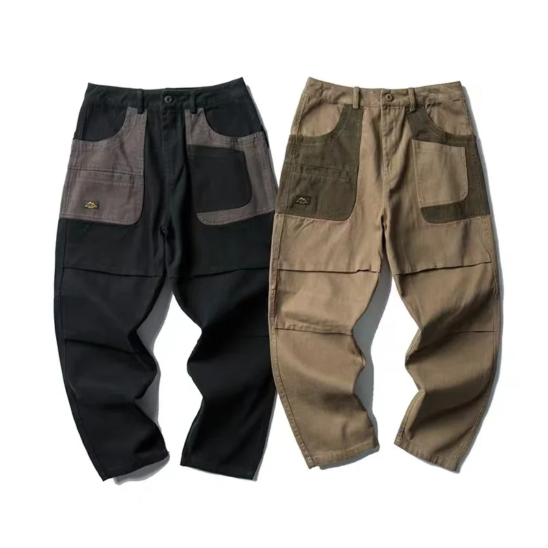 

Simple Retro Tooling Style Straight Loose Warm Trousers Men 2020 Fashion All-match High-quality Slim Thickened Tooling Trousers