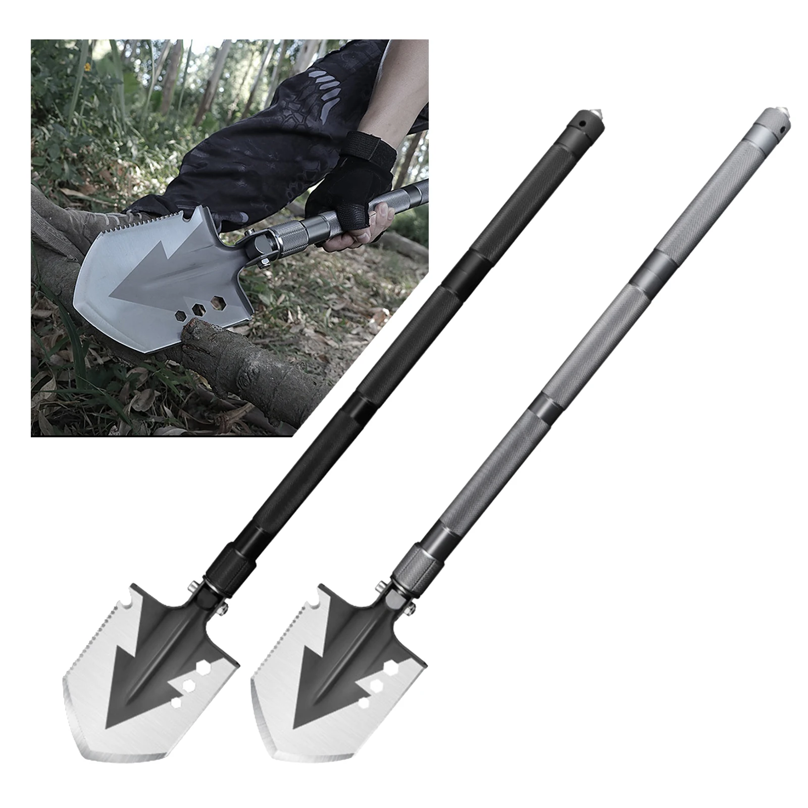 

Camping Shovel Survival Multi Tools Spade Hoe Bottle Opener Screwdriver