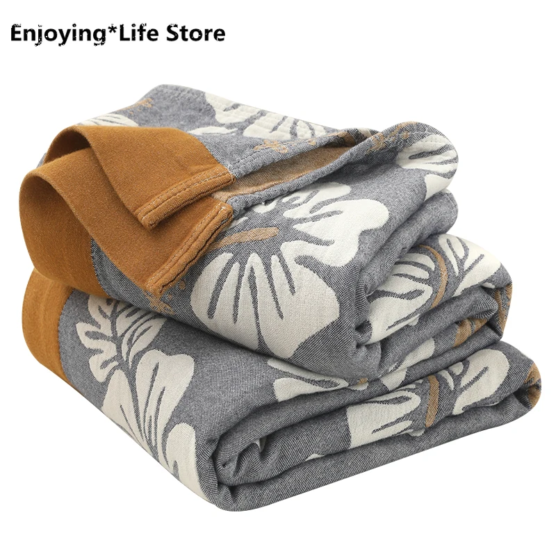 

Five-layer Gauze Towel Blanket Cotton Single Double Quilt Summer Siesta Blanket Cushion Bed Thin Flower Blanket