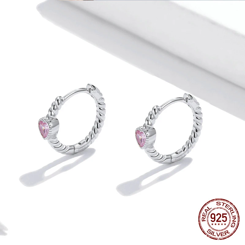 

Efle European and American sterling silver hot sale pure love ear buckle S925 plated platinum earrings heart-shaped zircon cross
