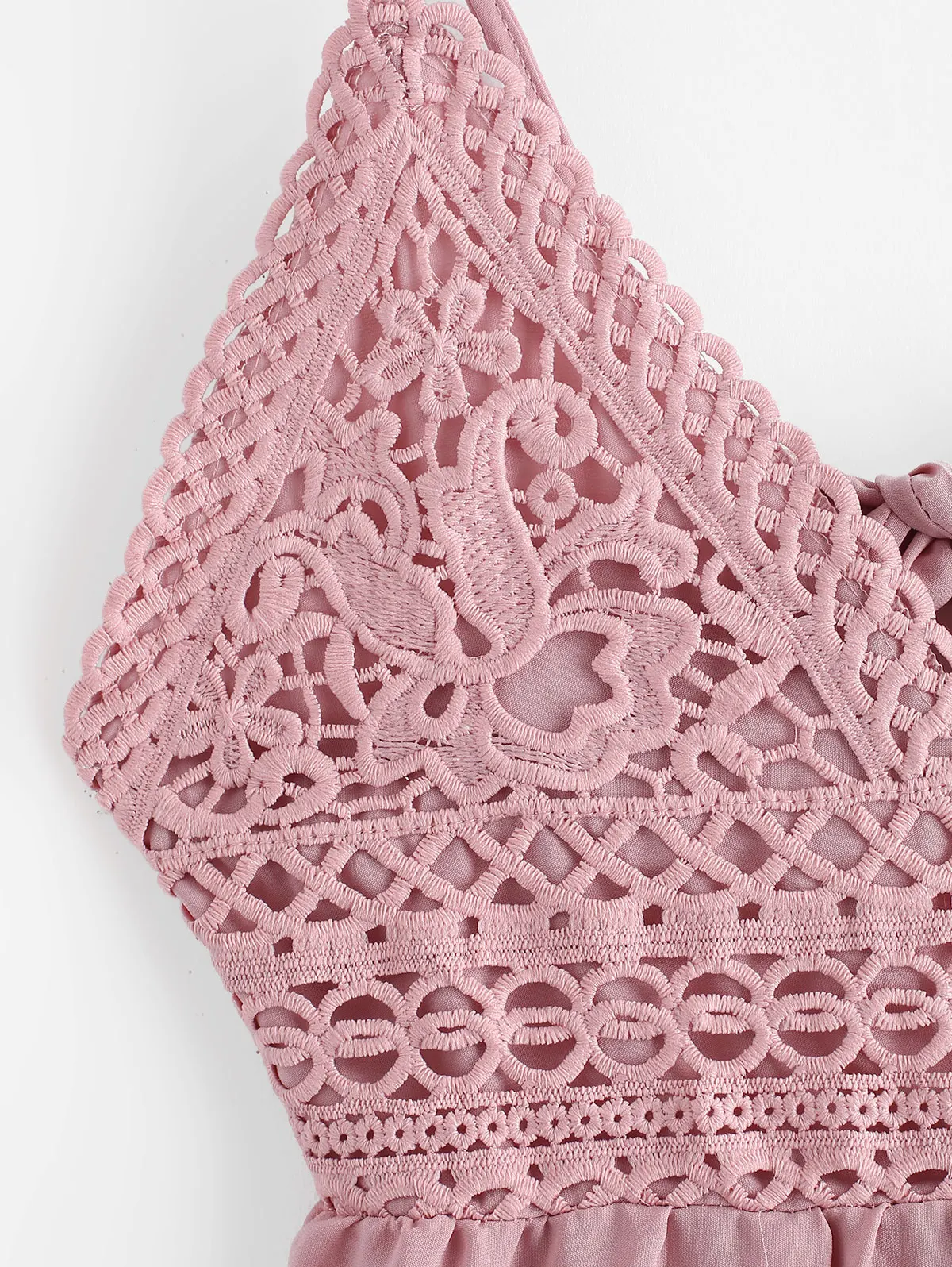 ZAFUL сексуальное вязаное на бретельках расклешенное платье с рюшами завязанное