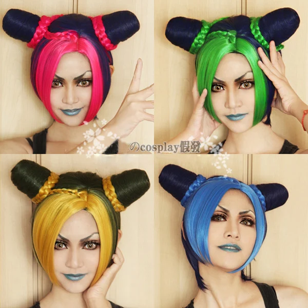 Приключения Джоджо Золотой ветер Jolyne Cujoh Kujo парики JoJo no Kimyou na Bouken булочки косы