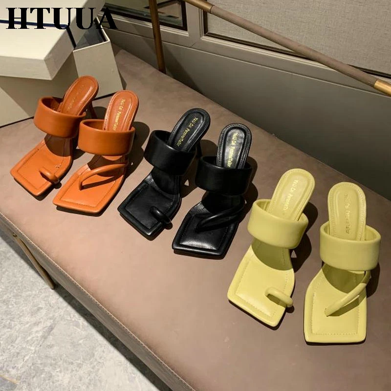 HTUUA/Новинка 2020 года Летние женские шлепанцы Модные прозрачные без задника на