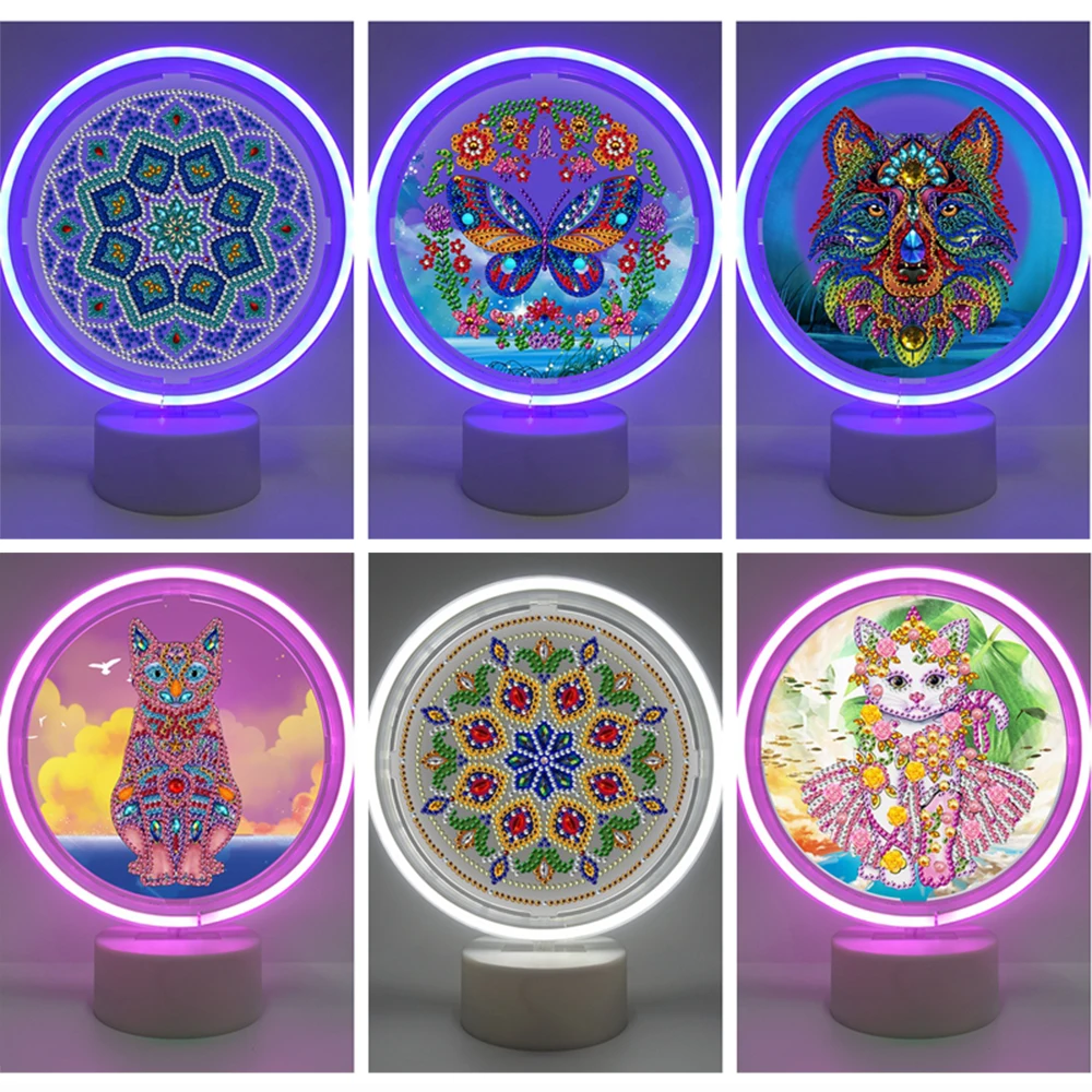 

5D DIY Special Shaped Diamond Painting Neon lights Diamond Embroidery Cross Stitch kits light Lamp Mandala Home Decoration