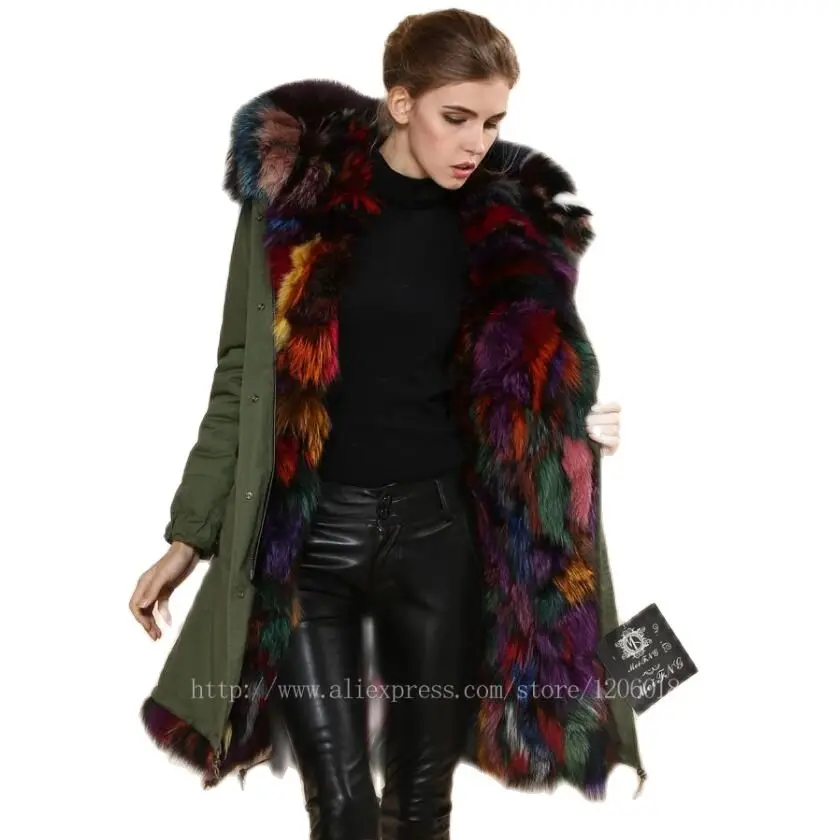 2015 Высококачественная парка пальто армейского зеленого цвета с подкладкой из