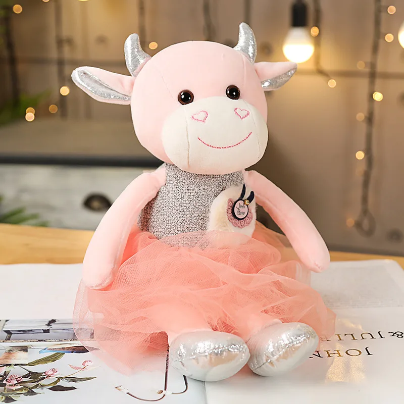 

38CM Cute Peluche Cartoon Ballet Cow Tiffany Bull Doll Kawaii Plush Toys Stuffed Animals Baby Room Home Decoration