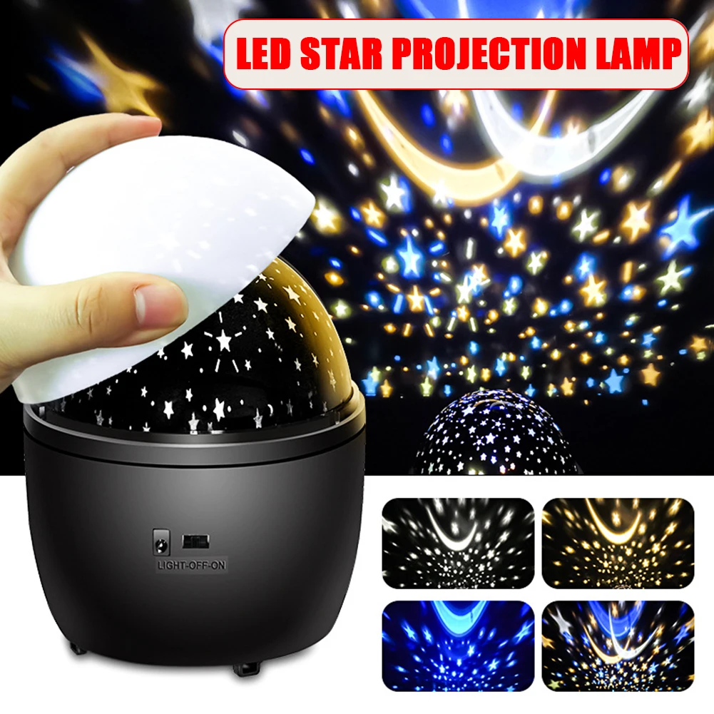

LED Dreamy Rotating Night Light Projector Starry Sky Moon Star Projection Lamp Children Room Decorated Lights Christmas Present