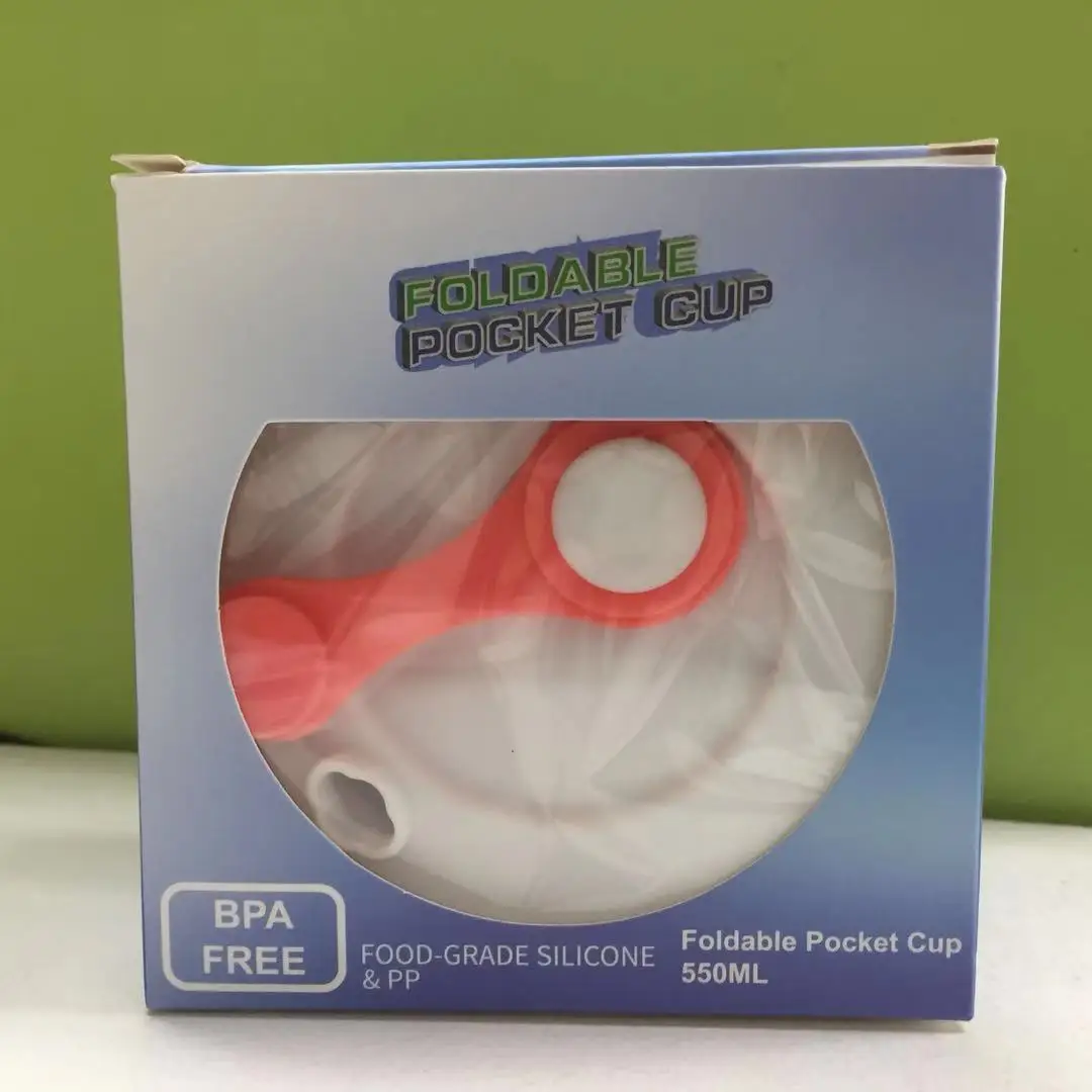 

1pc Foldable 550ml Collapsible Silicone Environmental Travel Cup Drinking Cup with Lid Outdoor Accessories
